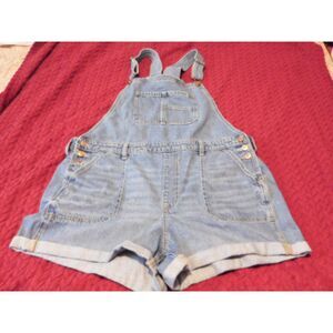 American Eagle Tomgirl Shortails Denim Short Cuffed Overalls   XL